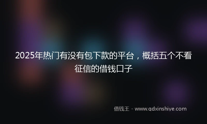 2025年热门有没有包下款的平台，概括五个不看征信的借钱口子