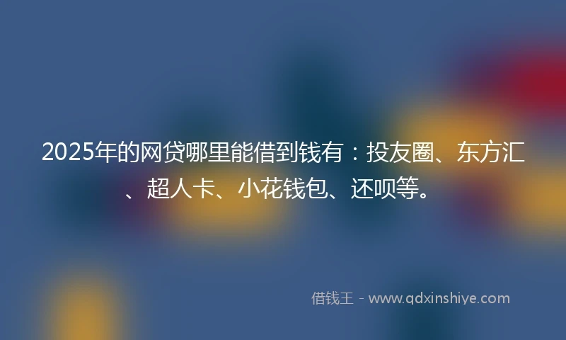 2025年的网贷哪里能借到钱有：投友圈、东方汇、超人卡、小花钱包、还呗等。