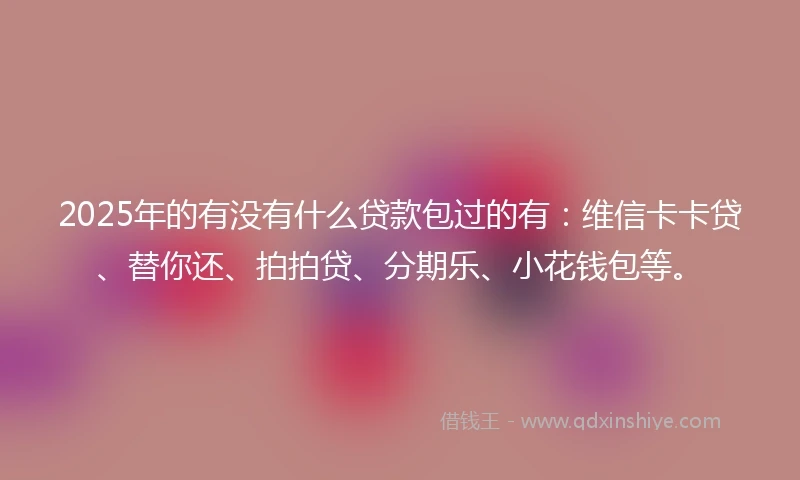 2025年的有没有什么贷款包过的有：维信卡卡贷、替你还、拍拍贷、分期乐、小花钱包等。