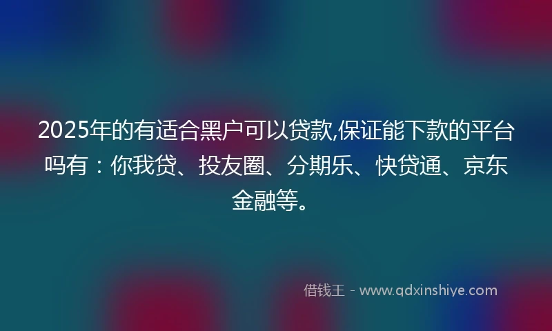 2025年的有适合黑户可以贷款,保证能下款的平台吗有：你我贷、投友圈、分期乐、快贷通、京东金融等。