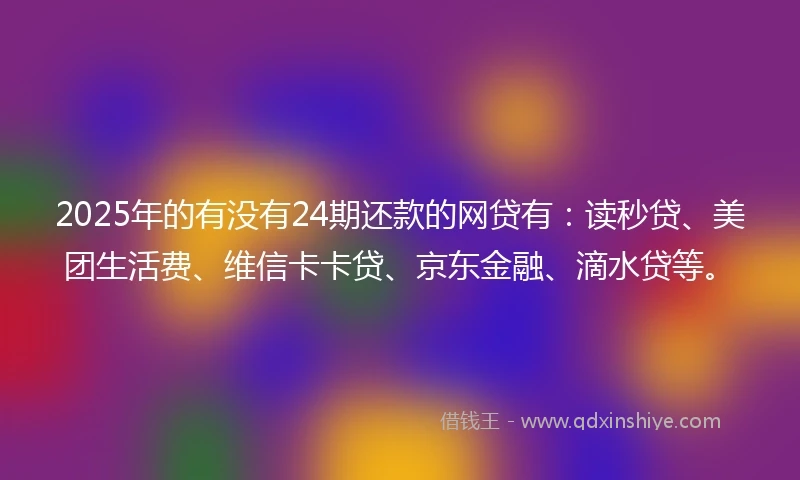 2025年的有没有24期还款的网贷有：读秒贷、美团生活费、维信卡卡贷、京东金融、滴水贷等。