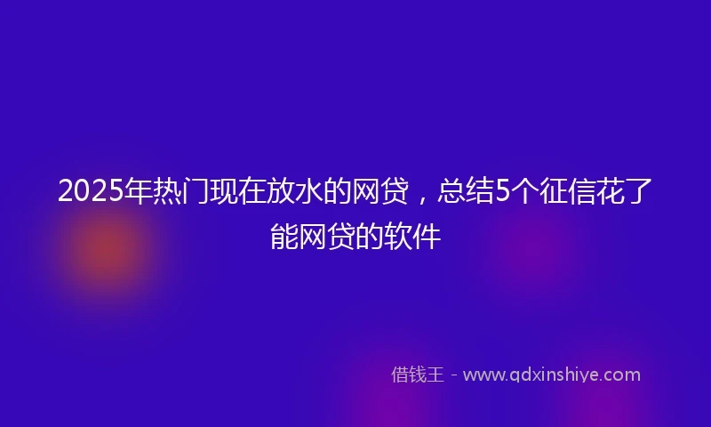 2025年热门现在放水的网贷，总结5个征信花了能网贷的软件