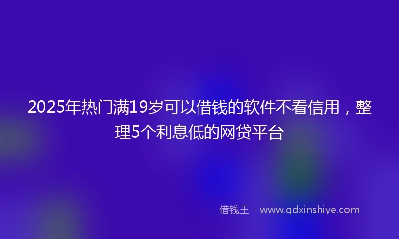 2025年热门满19岁可以借钱的软件不看信用，整理5个利息低的网贷平台