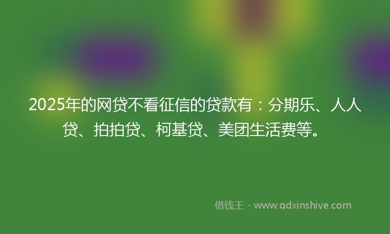 2025年的网贷不看征信的贷款有:分期乐、人人贷、拍拍贷、柯基贷、美团生活费等。