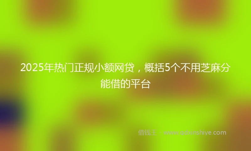 2025年热门正规小额网贷，概括5个不用芝麻分能借的平台
