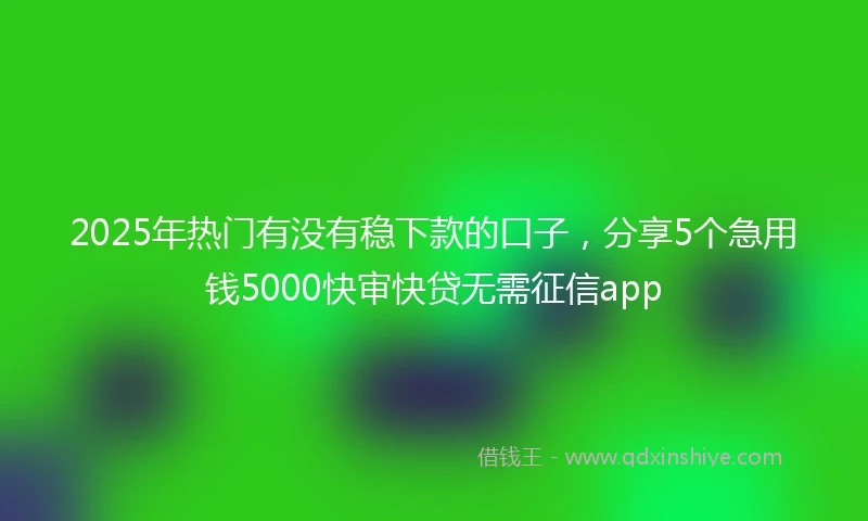 2025年热门有没有稳下款的口子，分享5个急用钱5000快审快贷无需征信app