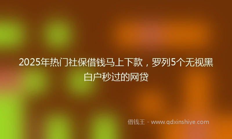 2025年热门社保借钱马上下款，罗列5个无视黑白户秒过的网贷
