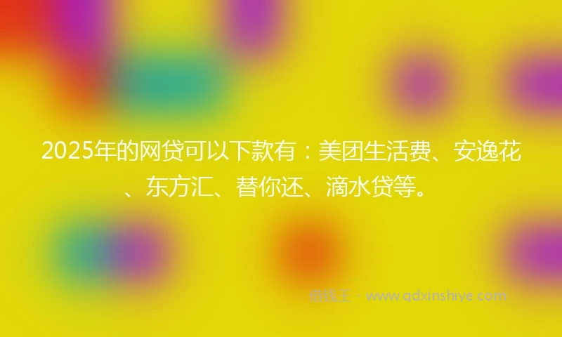 2025年的网贷可以下款有：美团生活费、安逸花、东方汇、替你还、滴水贷等。