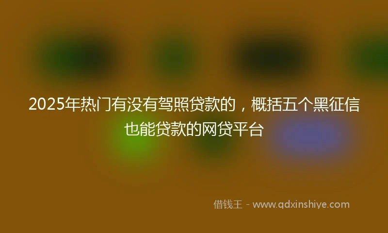 2025年热门有没有驾照贷款的，概括五个黑征信也能贷款的网贷平台
