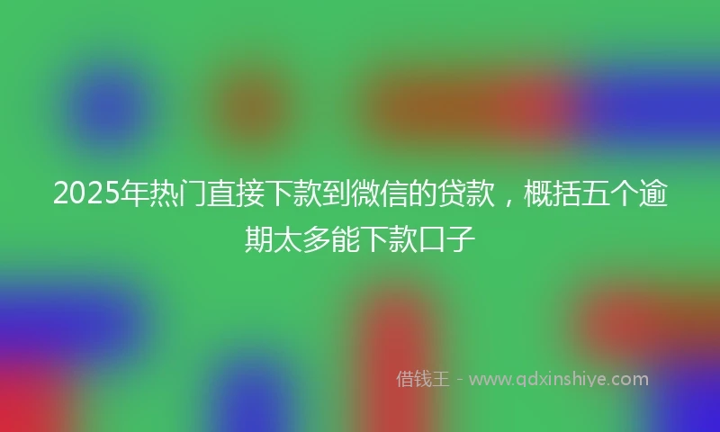 2025年热门直接下款到微信的贷款，概括五个逾期太多能下款口子