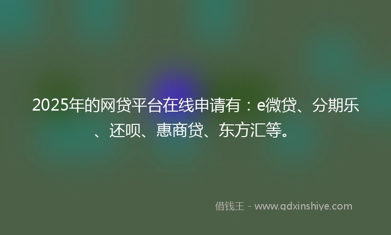 2025年的网贷平台在线申请有：e微贷、分期乐、还呗、惠商贷、东方汇等。