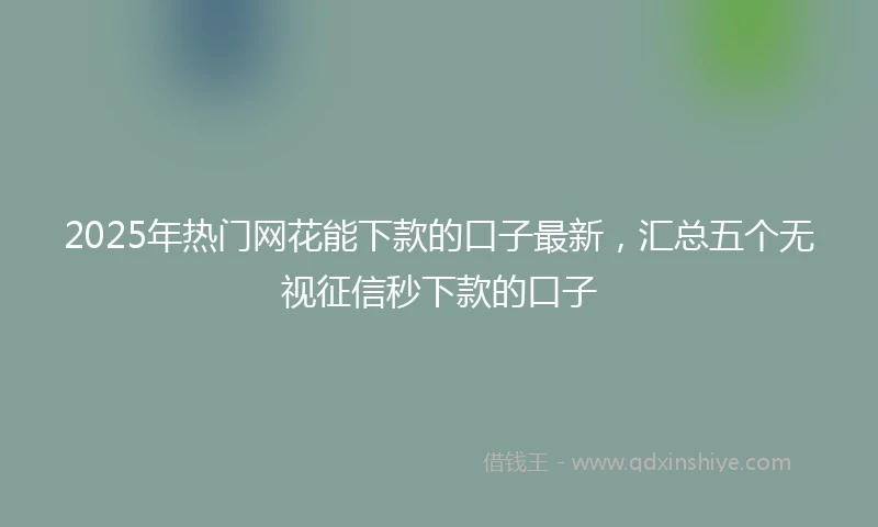 2025年热门网花能下款的口子最新，汇总五个无视征信秒下款的口子