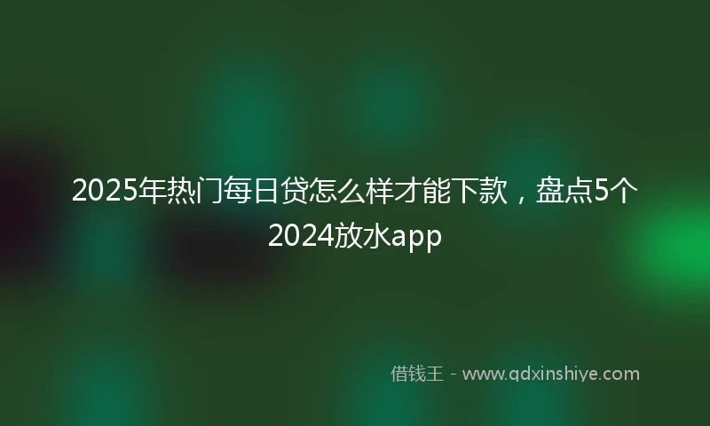 2025年热门每日贷怎么样才能下款，盘点5个2024放水app