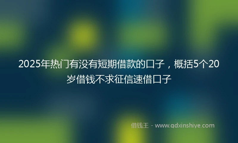 2025年热门有没有短期借款的口子，概括5个20岁借钱不求征信速借口子