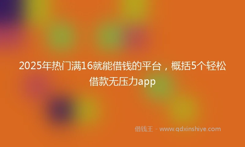 2025年热门满16就能借钱的平台，概括5个轻松借款无压力app