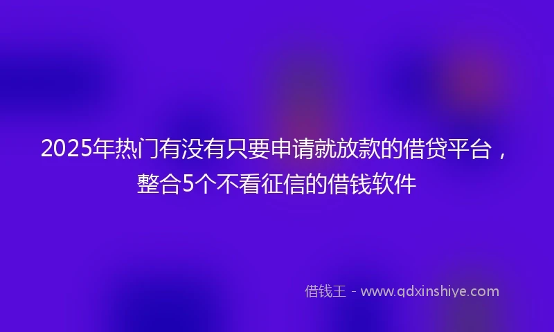 2025年热门有没有只要申请就放款的借贷平台，整合5个不看征信的借钱软件
