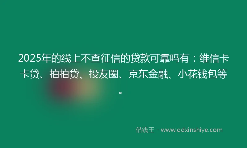 2025年的线上不查征信的贷款可靠吗有:维信卡卡贷、拍拍贷、投友圈、京东金融、小花钱包等。