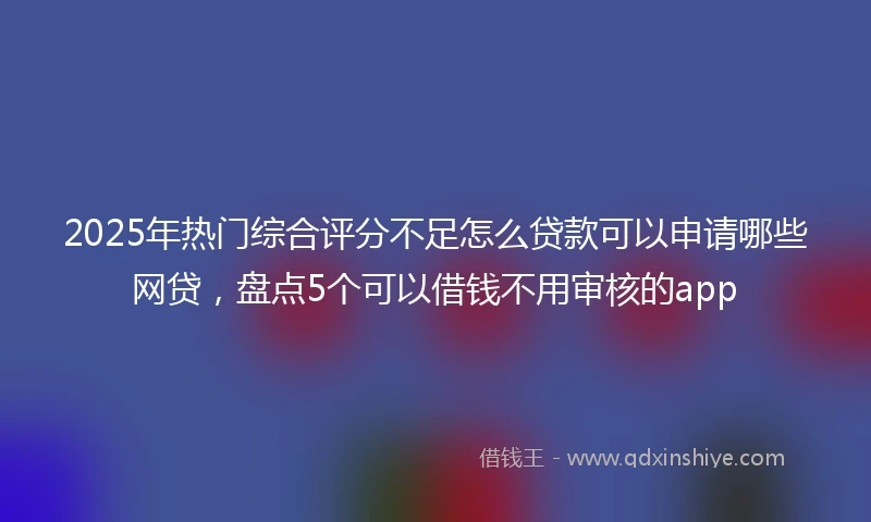 2025年热门综合评分不足怎么贷款可以申请哪些网贷，盘点5个可以借钱不用审核的app