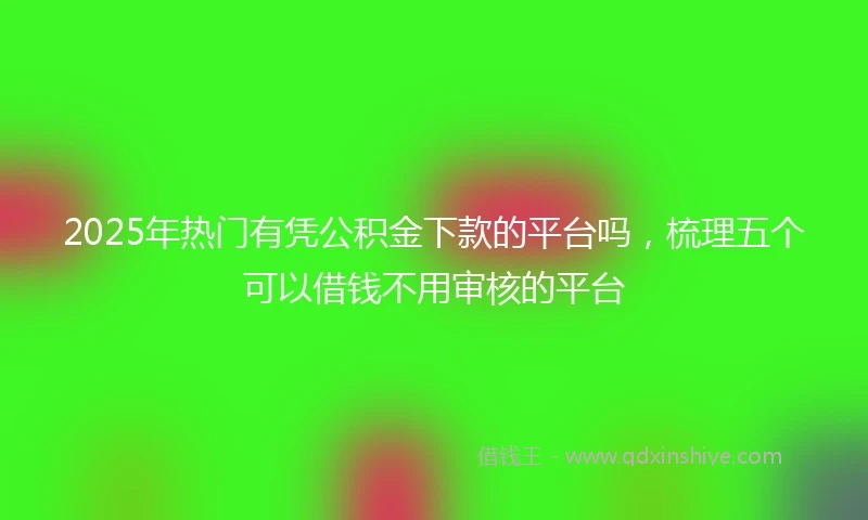 2025年热门有凭公积金下款的平台吗，梳理五个可以借钱不用审核的平台