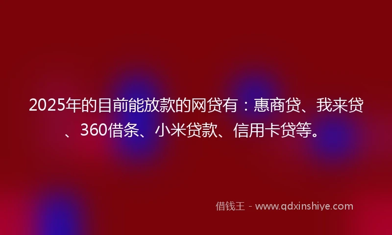 2025年的目前能放款的网贷有：惠商贷、我来贷、360借条、小米贷款、信用卡贷等。