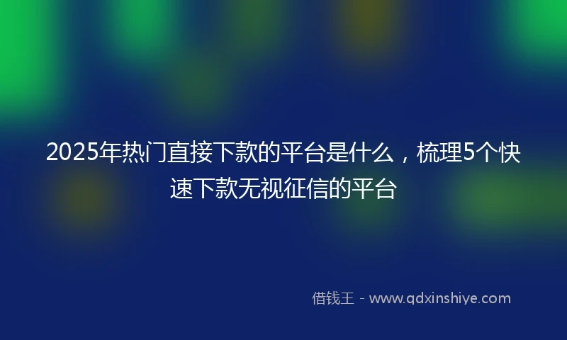 2025年热门直接下款的平台是什么，梳理5个快速下款无视征信的平台