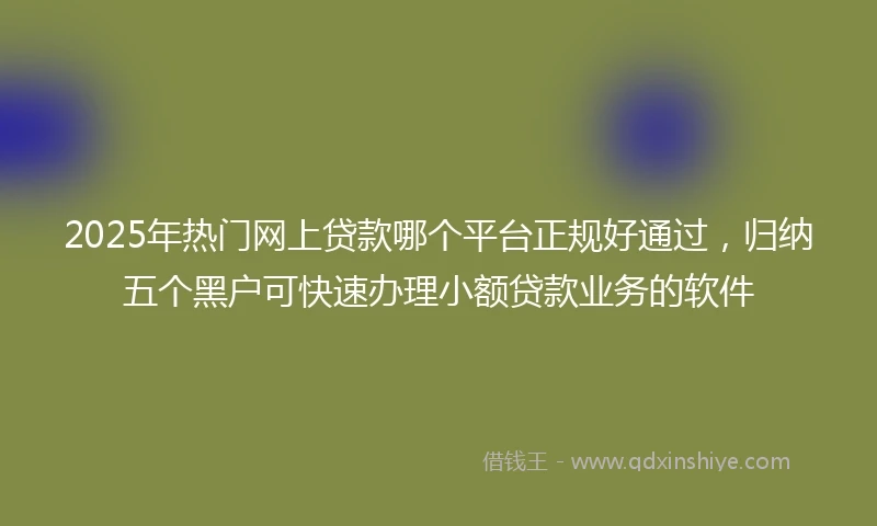 2025年热门网上贷款哪个平台正规好通过，归纳五个黑户可快速办理小额贷款业务的软件