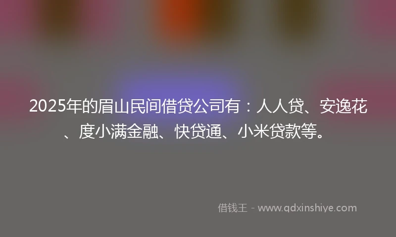 2025年的眉山民间借贷公司有：人人贷、安逸花、度小满金融、快贷通、小米贷款等。