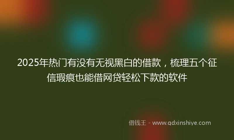 2025年热门有没有无视黑白的借款，梳理五个征信瑕疵也能借网贷轻松下款的软件