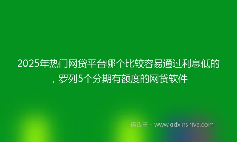 2025年热门网贷平台哪个比较容易通过利息低的，罗列5个分期有额度的网贷软件