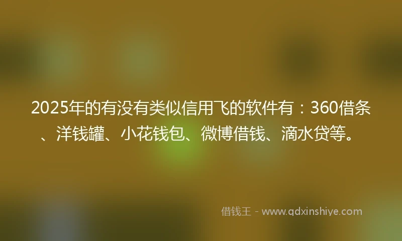 2025年的有没有类似信用飞的软件有：360借条、洋钱罐、小花钱包、微博借钱、滴水贷等。