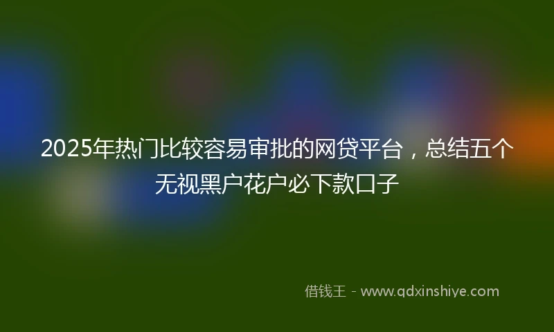 2025年热门比较容易审批的网贷平台，总结五个无视黑户花户必下款口子