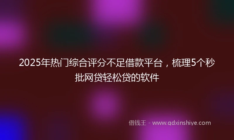 2025年热门综合评分不足借款平台，梳理5个秒批网贷轻松贷的软件