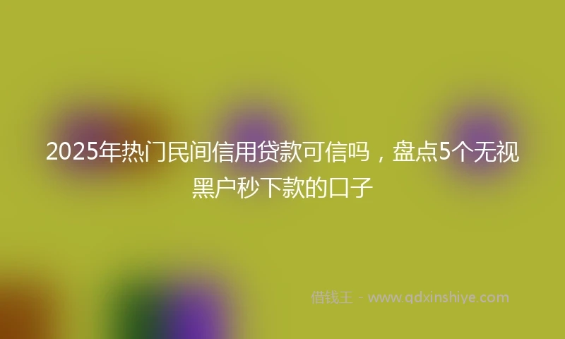 2025年热门民间信用贷款可信吗，盘点5个无视黑户秒下款的口子