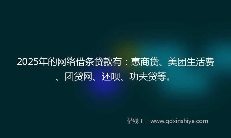 2025年的网络借条贷款有：惠商贷、美团生活费、团贷网、还呗、功夫贷等。