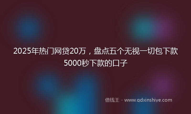 2025年热门网贷20万，盘点五个无视一切包下款5000秒下款的口子