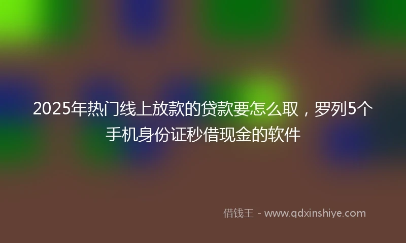 2025年热门线上放款的贷款要怎么取，罗列5个手机身份证秒借现金的软件