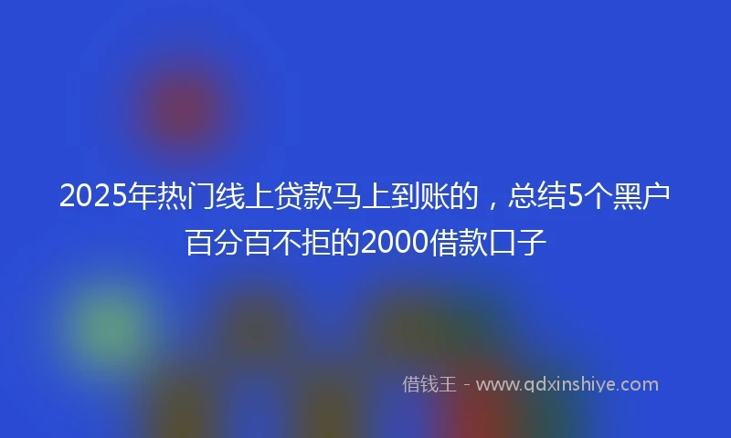 2025年热门线上贷款马上到账的，总结5个黑户百分百不拒的2000借款口子