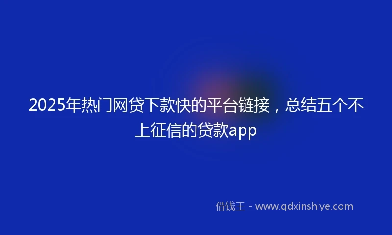 2025年热门网贷下款快的平台链接,总结五个不上征信的贷款app
