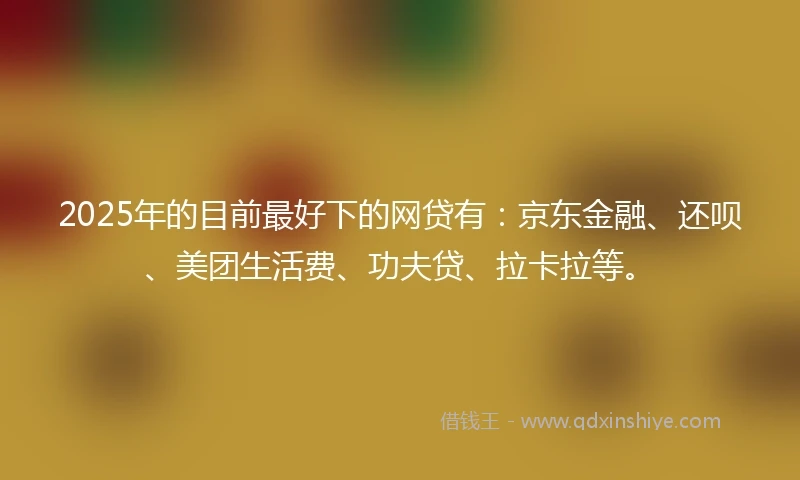 2025年的目前最好下的网贷有：京东金融、还呗、美团生活费、功夫贷、拉卡拉等。
