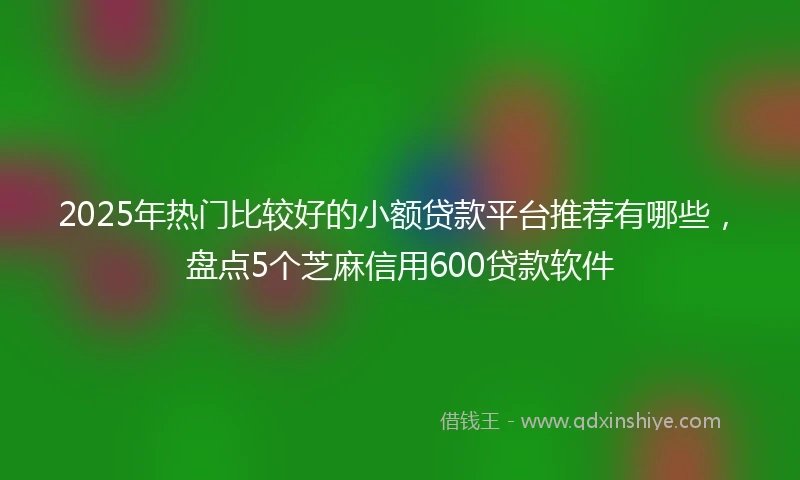 2025年热门比较好的小额贷款平台推荐有哪些，盘点5个芝麻信用600贷款软件