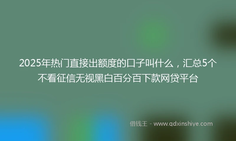 2025年热门直接出额度的口子叫什么，汇总5个不看征信无视黑白百分百下款网贷平台