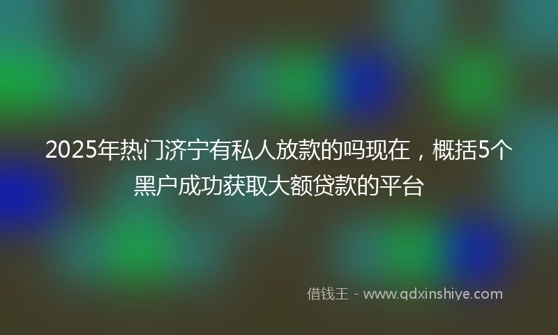 2025年热门济宁有私人放款的吗现在，概括5个黑户成功获取大额贷款的平台