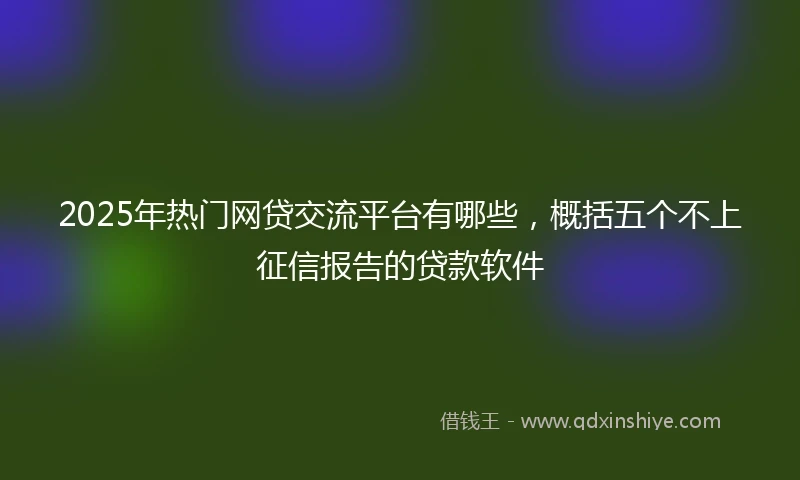 2025年热门网贷交流平台有哪些，概括五个不上征信报告的贷款软件
