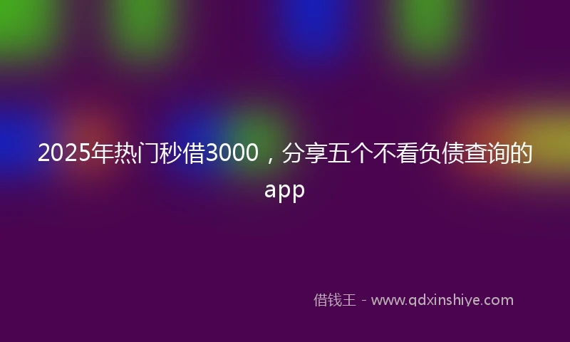 2025年热门秒借3000，分享五个不看负债查询的app