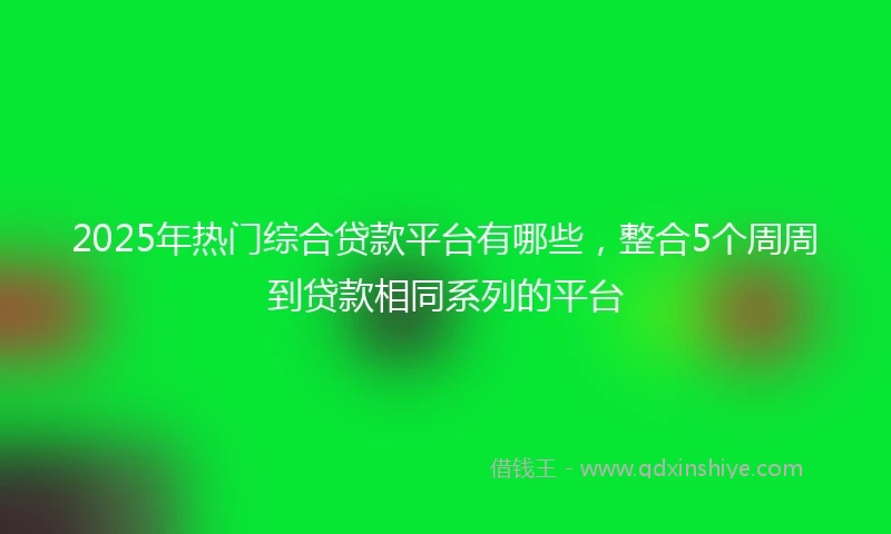 2025年热门综合贷款平台有哪些，整合5个周周到贷款相同系列的平台