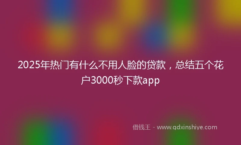 2025年热门有什么不用人脸的贷款，总结五个花户3000秒下款app
