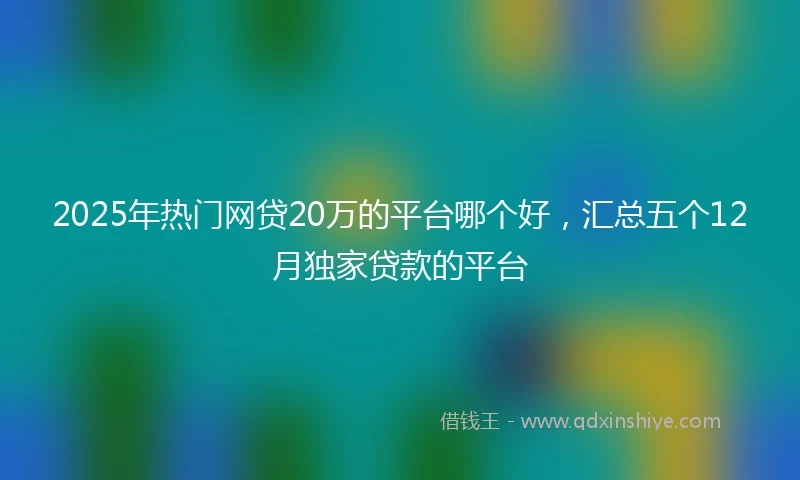 2025年热门网贷20万的平台哪个好，汇总五个12月独家贷款的平台