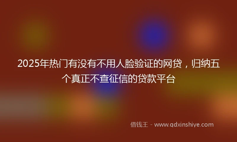 2025年热门有没有不用人脸验证的网贷，归纳五个真正不查征信的贷款平台