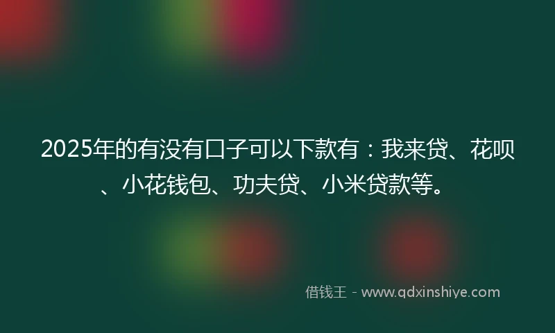 2025年的有没有口子可以下款有：我来贷、花呗、小花钱包、功夫贷、小米贷款等。