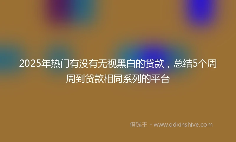 2025年热门有没有无视黑白的贷款，总结5个周周到贷款相同系列的平台